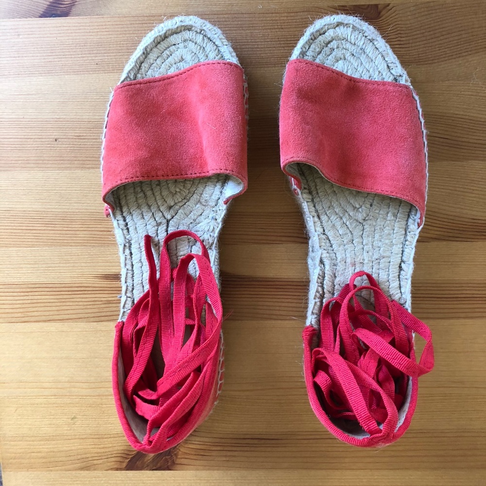 J. crew red ribbon jute espadrille sandals